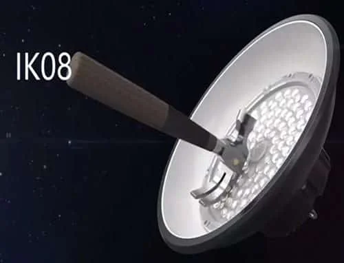 UFO LED yüksek tavan armatüründe IK08 beyan örneği