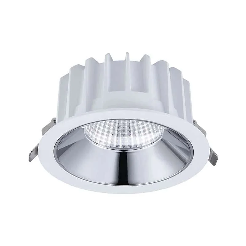 Çift reflektörlü, optik seçenekli ticari downlight