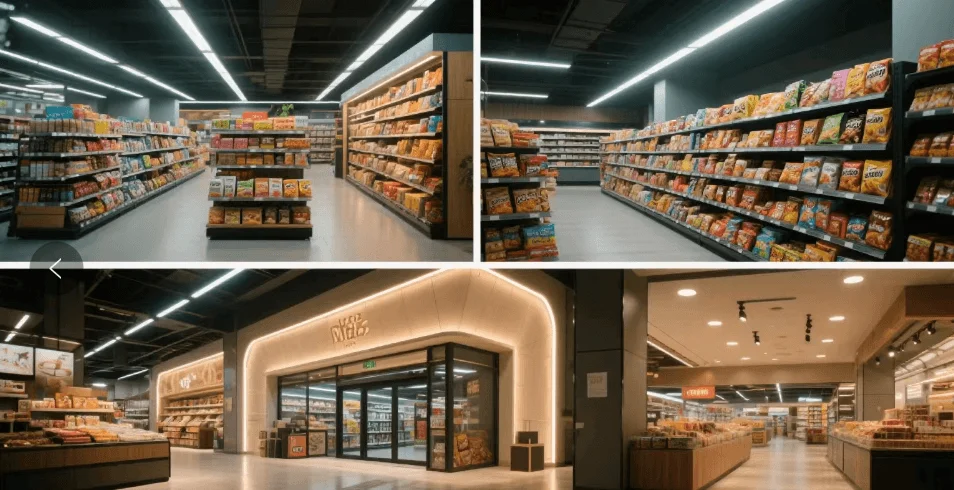 Süpermarket için aydınlatma planı