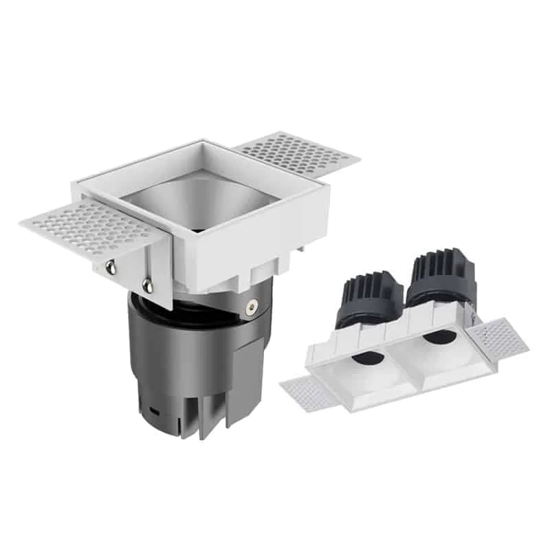 Tek veya çift başlıklı çerçevesiz kare downlight armatürler