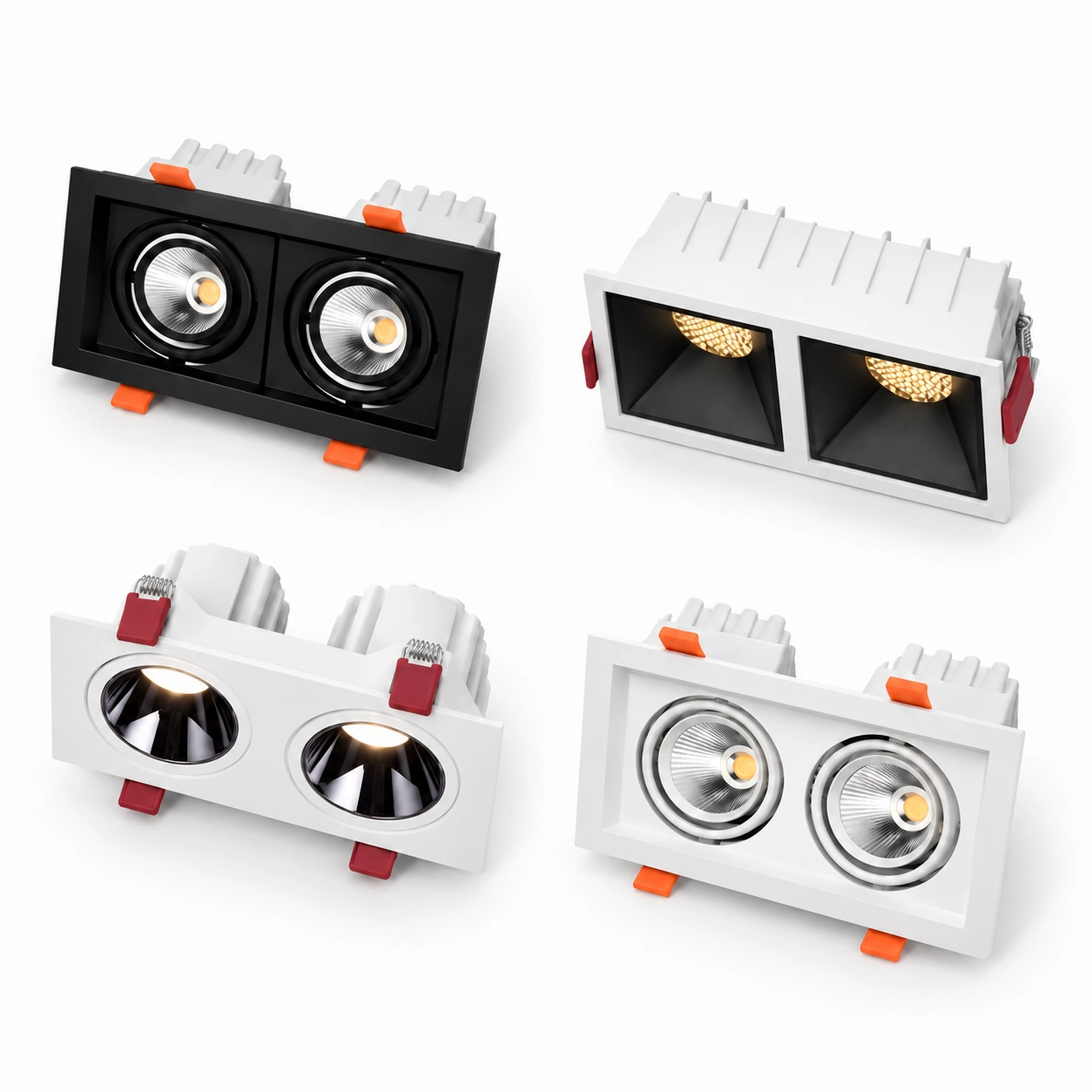 Sabit veya yönlendirilebilir reflektörlü çift downlight