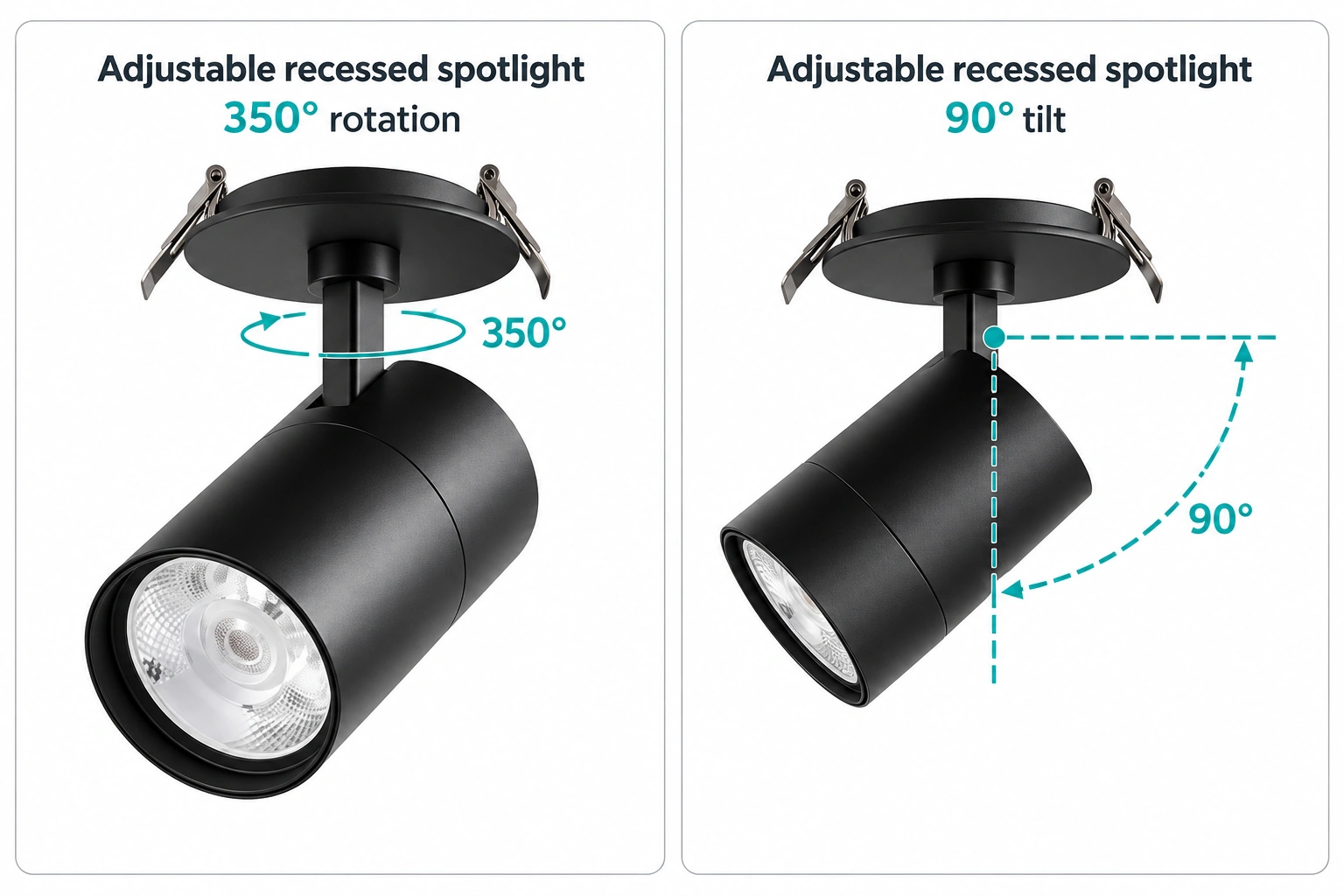 recessed cylinder spotlight swivel and tilt