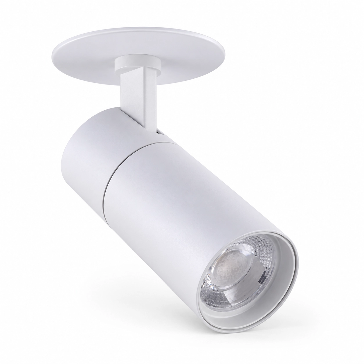 white cylinder spotlight short stem and round ceiling plate